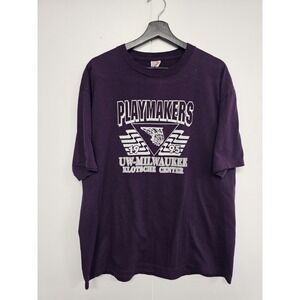 Vintage UW Milwaukee Playmakers Shirt Mens XL Purple Basketball 1995 Jerzees USA
